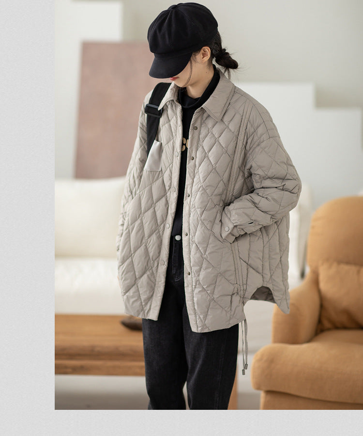 Casual Solid Color Lapel Down Jacket