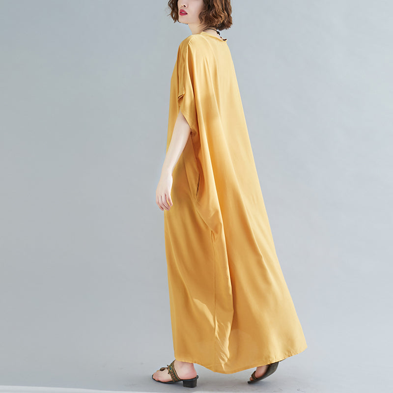 Loose Cotton Solid Color Maxi Dress