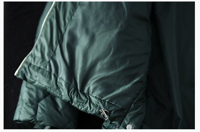 Loose Splicing Hooded Long Sleeve Thickened Down Jacket