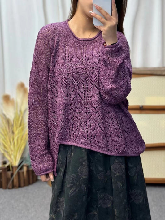 Vintage Loose Irregular Hollow Sweater