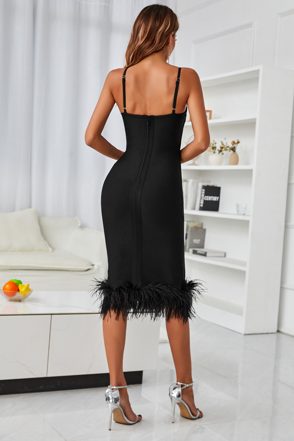 Kanan V-neckline Fringe Bandage Dress