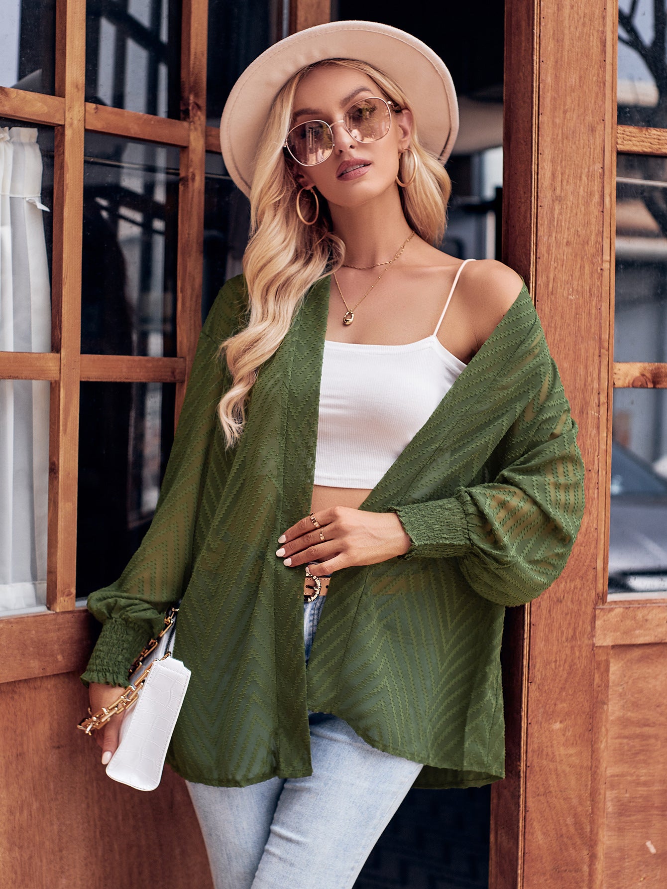 Casual Solid Color Jacquard Long Sleeve Outwear