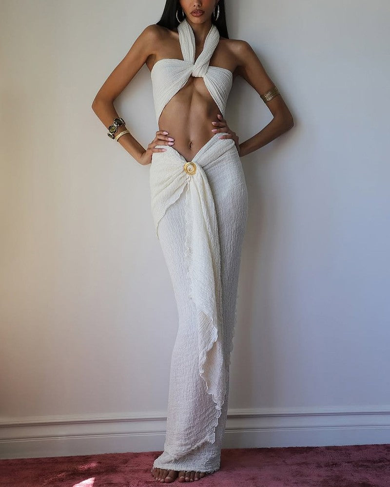 Sexy Holiday Top & Skirt Two-Piece Set