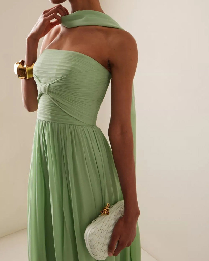 Pleated Strapless Strap Dress
