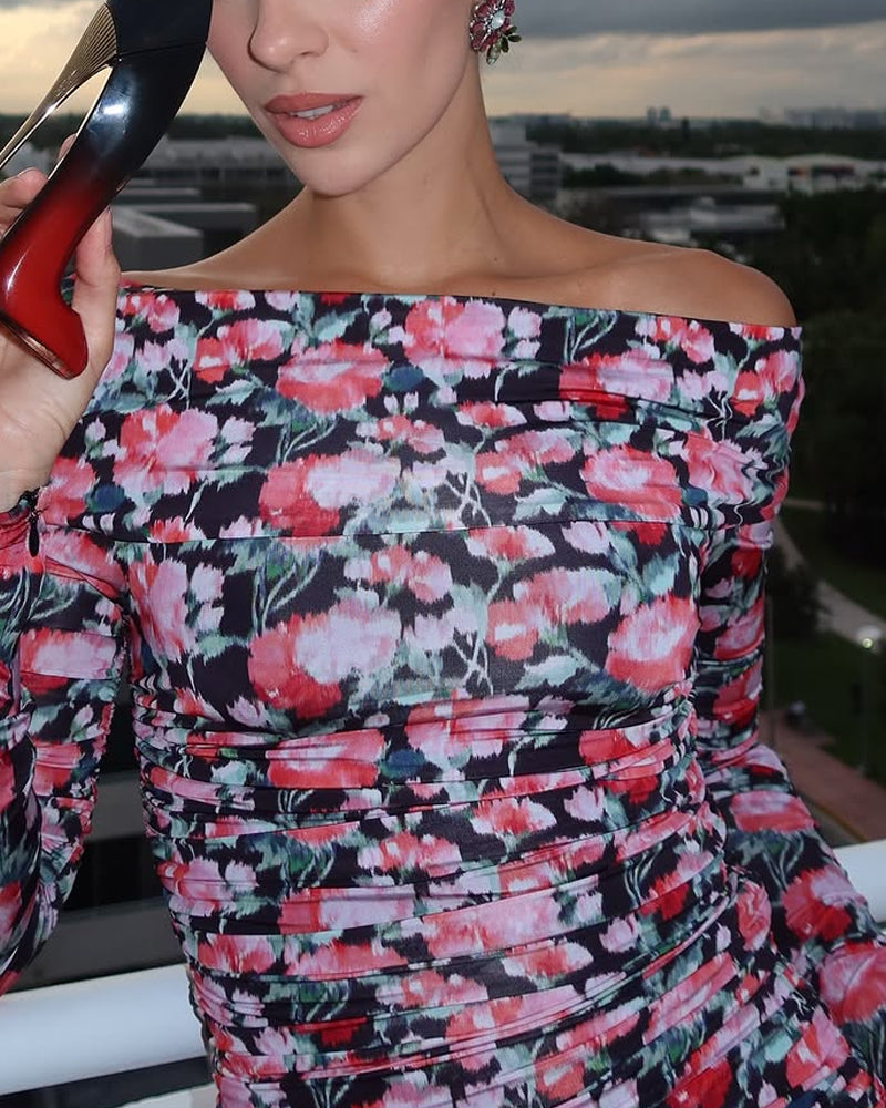 Elegant Off-shoulder Floral Dress