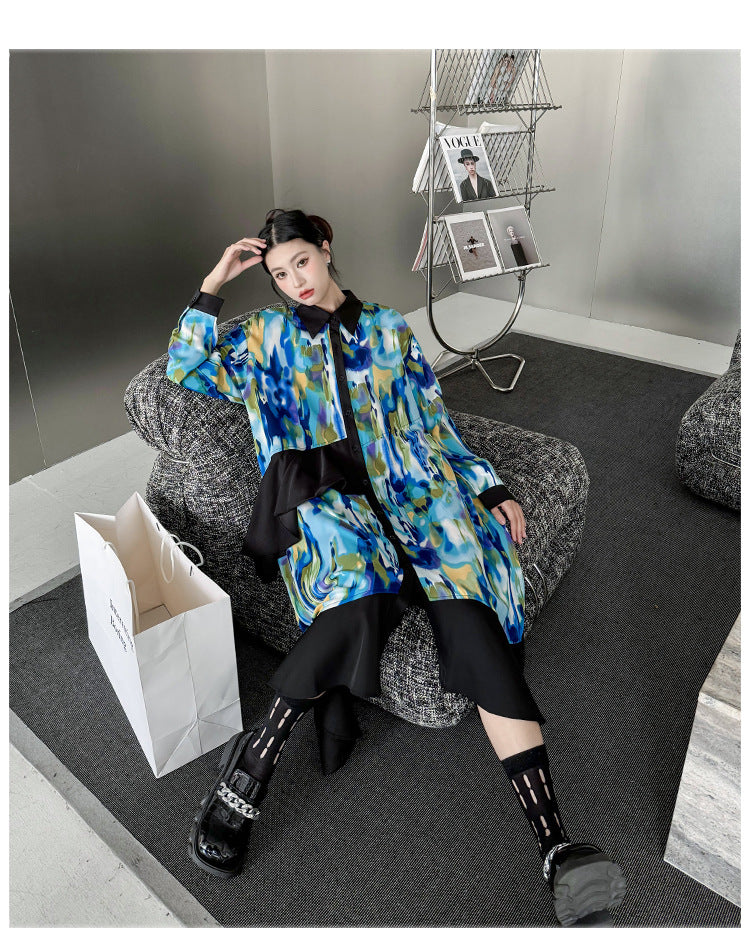 Personalized Printed Splicing Maxi Dress