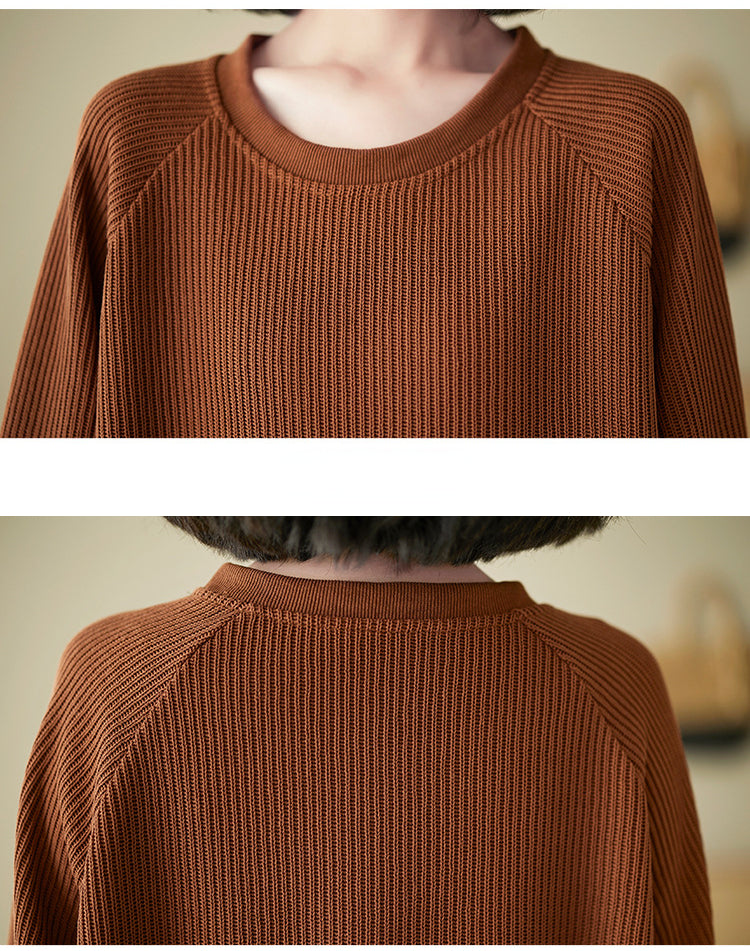 Loose Splicing Round Neck Long Sleeve Fake Two Pieces Sweater