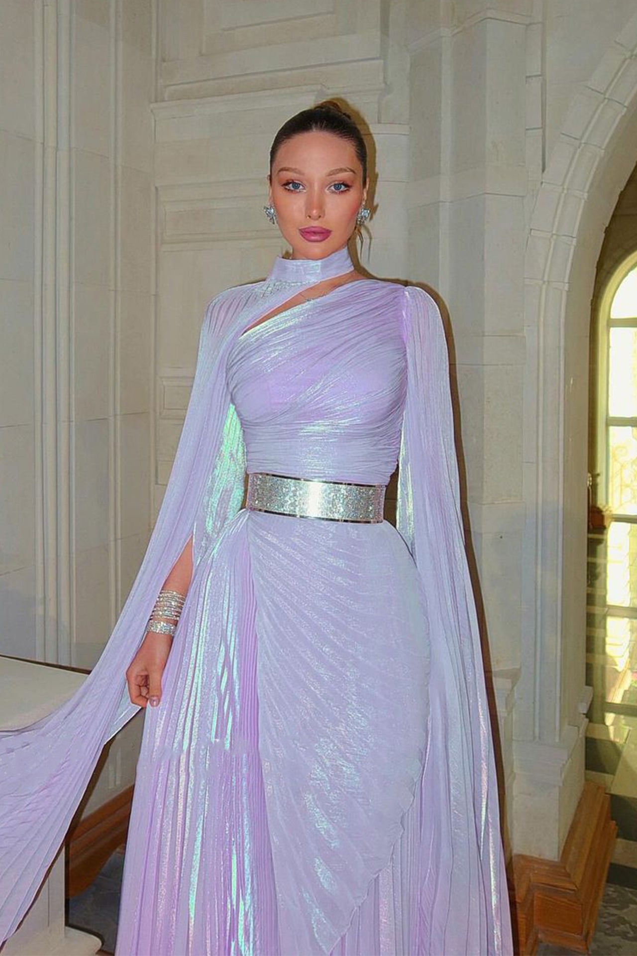 Kaia Long Sleeve High-Neck Maxi Dress