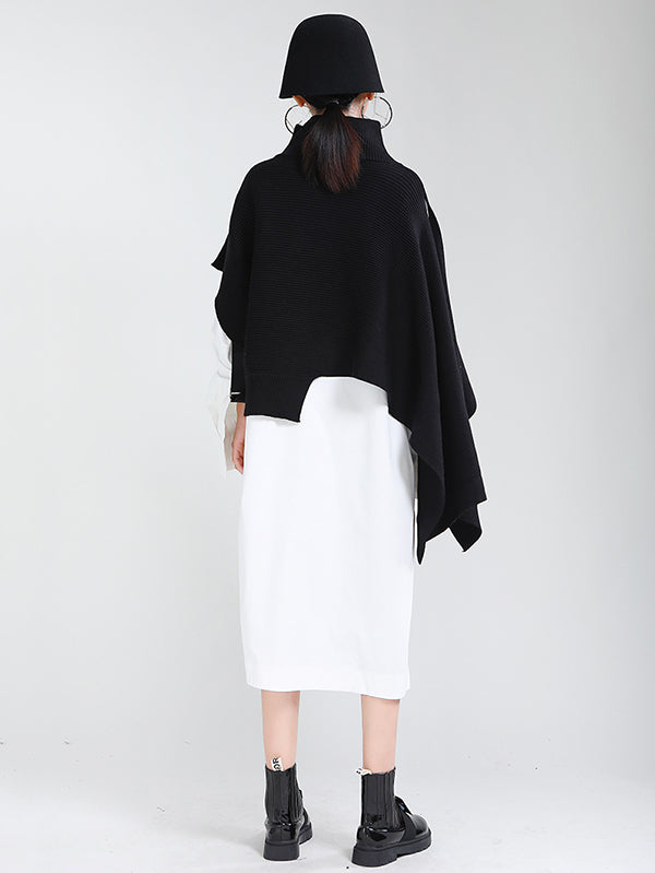 Original Solid High-Neck Irregularity Sweater