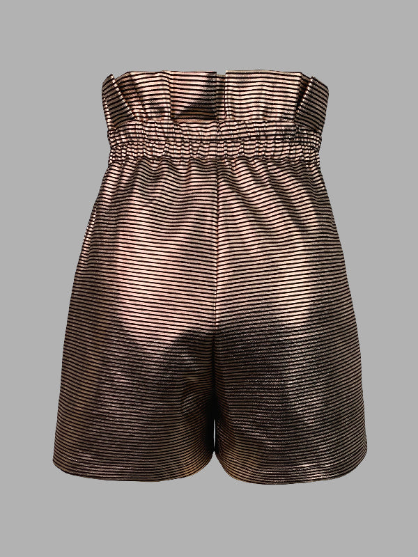 High Waisted Striped Shorts Bottoms