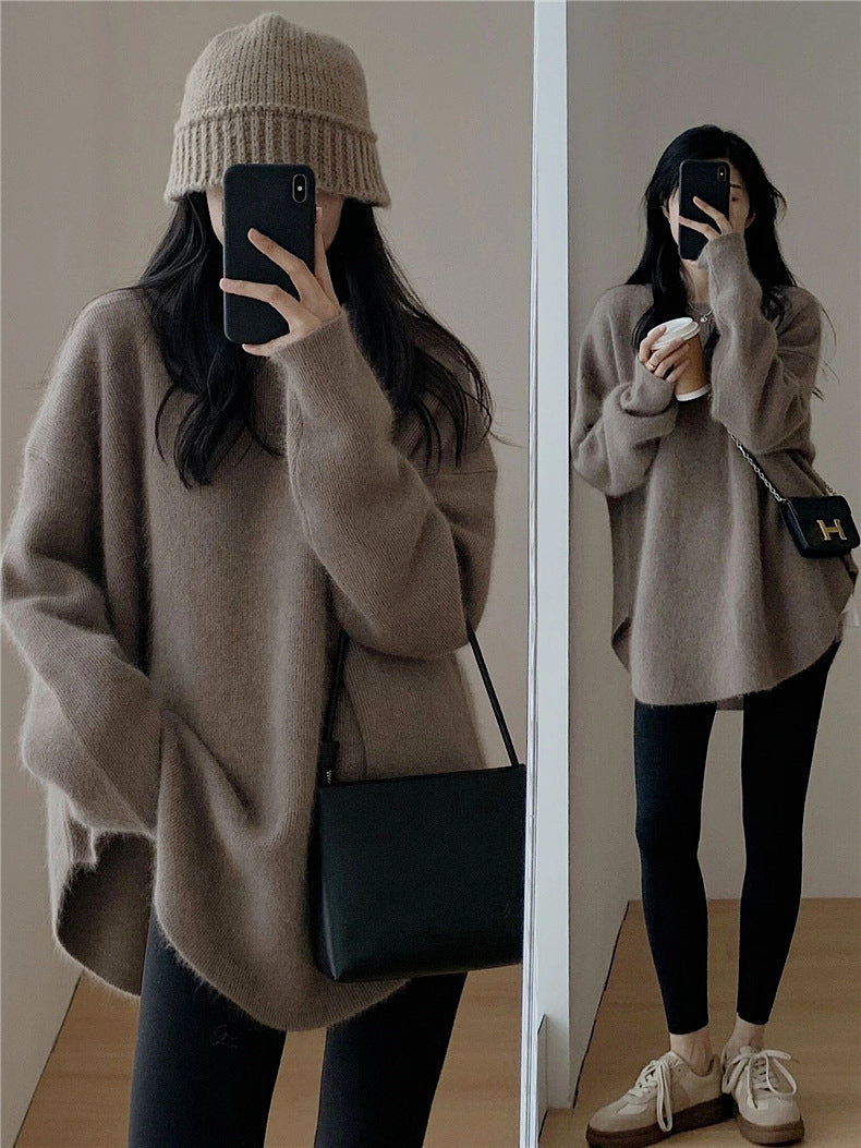 Casual Solid Color Knit Sweater