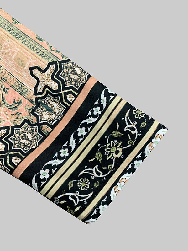 Long Sleeves Loose Buttoned Flower Print Split-Joint Lapel Maxi Dresses Outerwear Shirt Dress