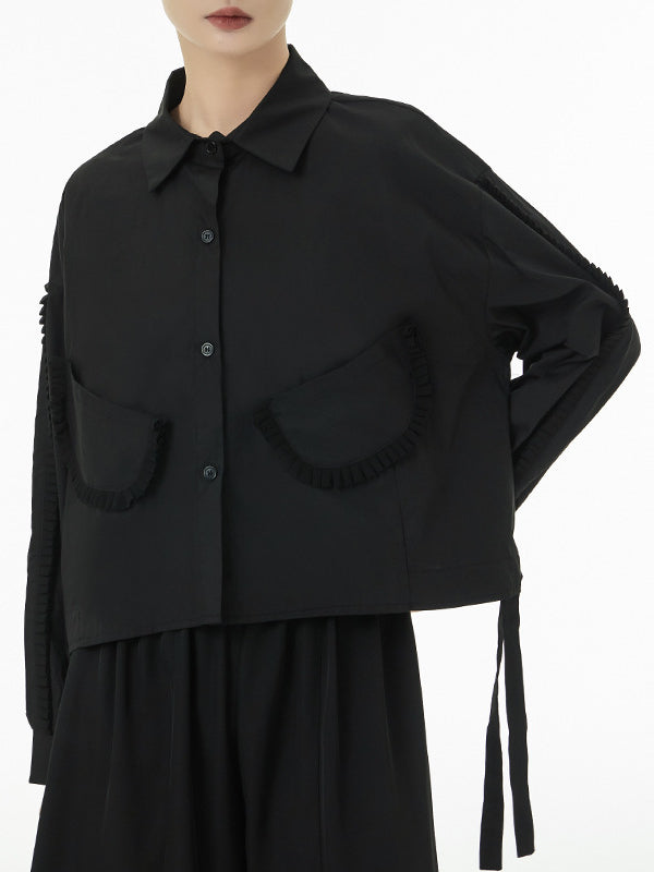 Personalized Solid Color Long Sleeve Lapel Shirt