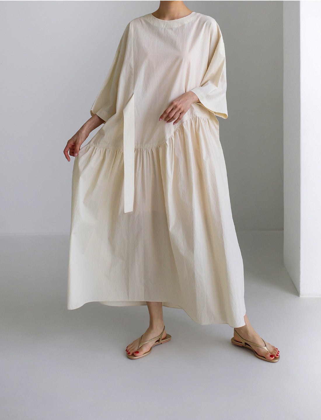 Urban Style Bow Lace-Up Midi Dress