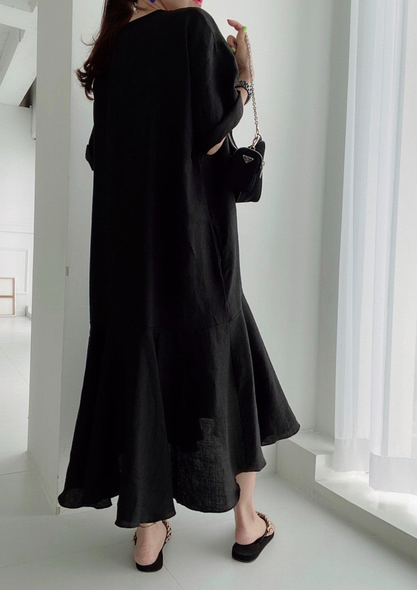 Casual Patchwork Short Sleeve Midi Dress