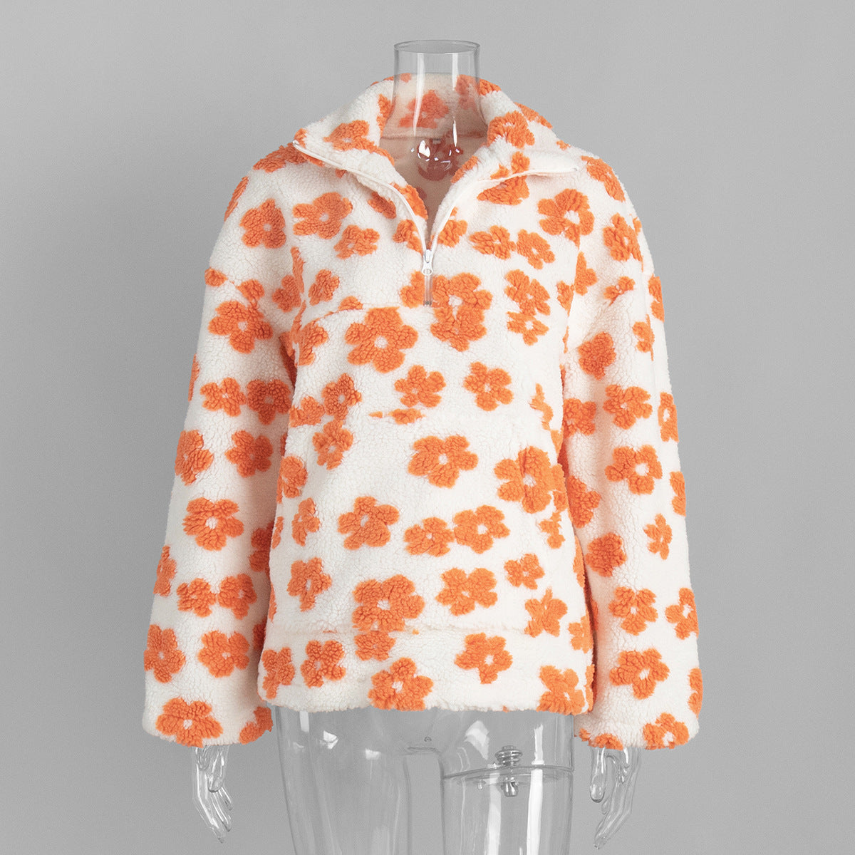 Polar fleece flower hoodie, European and American 2025 autumn and winter new fashion hoodie, warm woolen hoodie, women's sweater