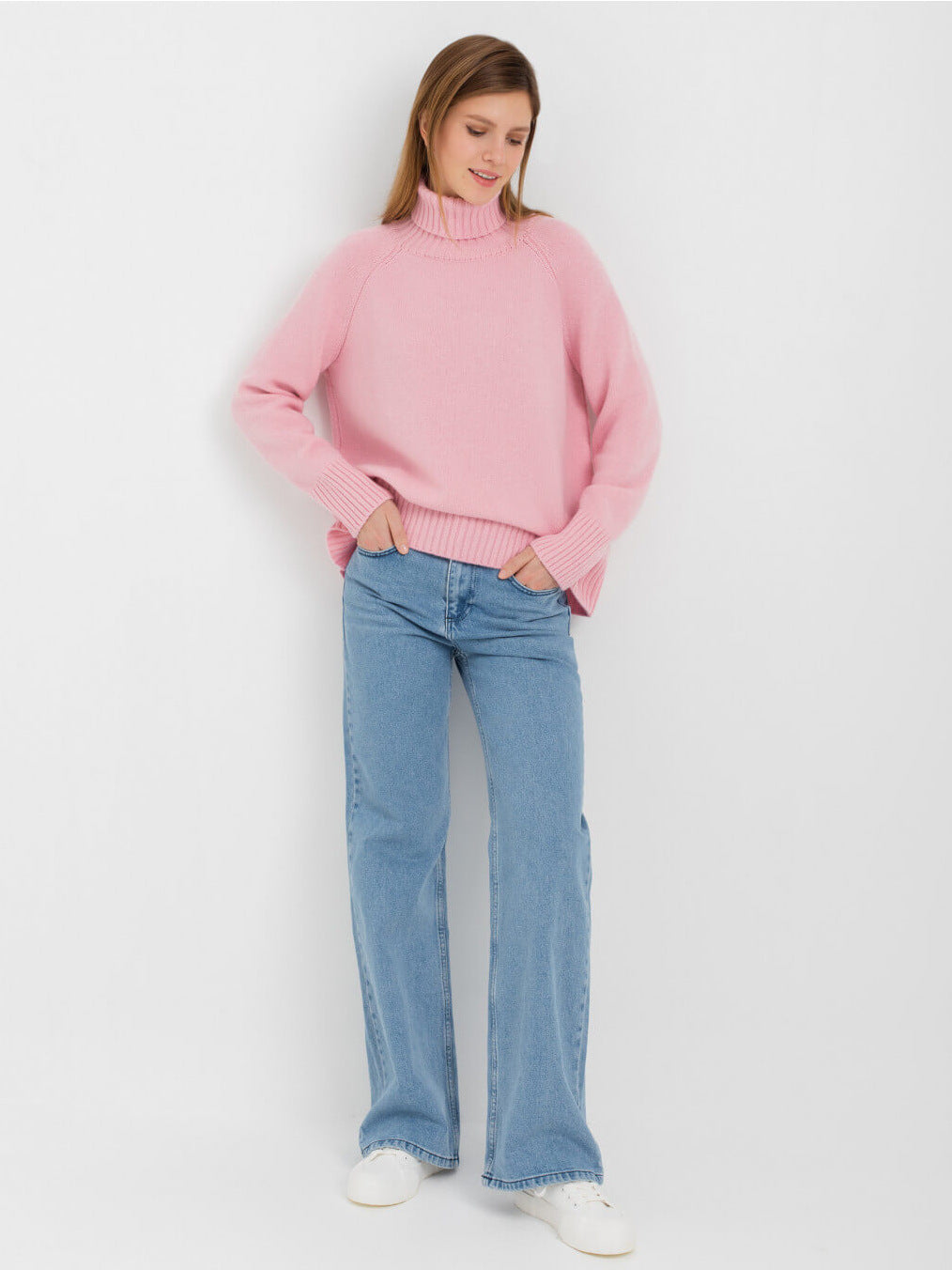 Turtleneck sweater autumn and winter elegant commuter solid color raglan sleeve women's knitted blouse