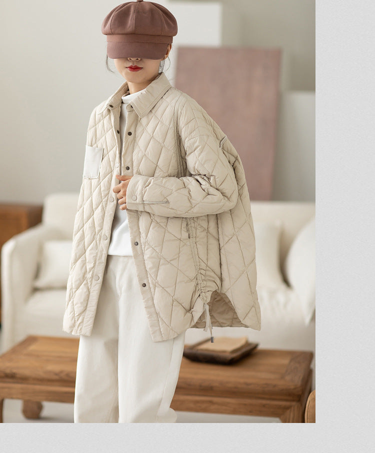 Casual Solid Color Lapel Down Jacket