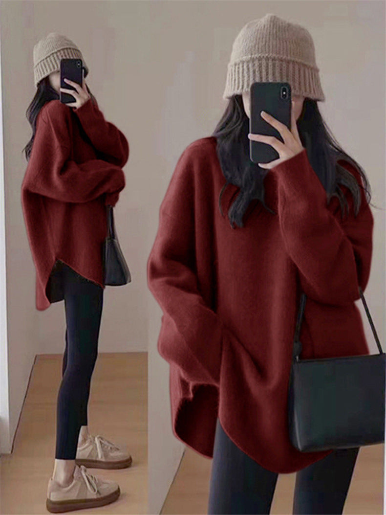 Casual Solid Color Knit Sweater
