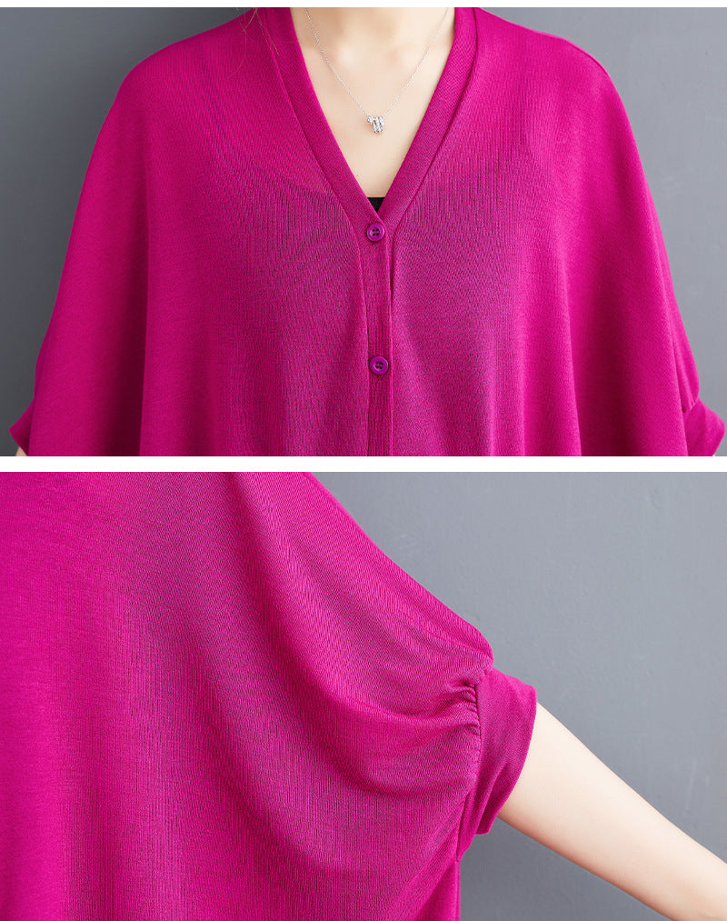 Niche Design Solid Color Mid-sleeve Outerwear