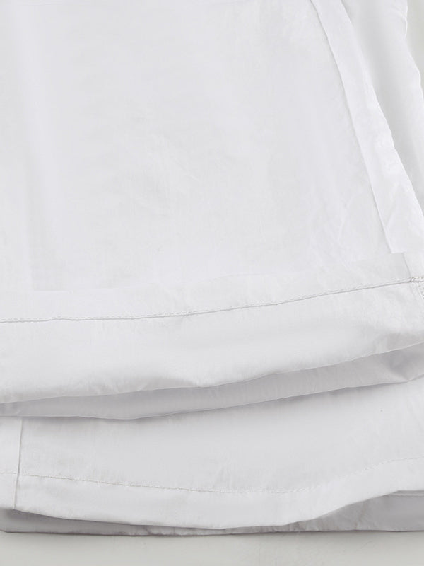 Loose Wide Leg Drawstring Pockets Solid Color Pants Trousers