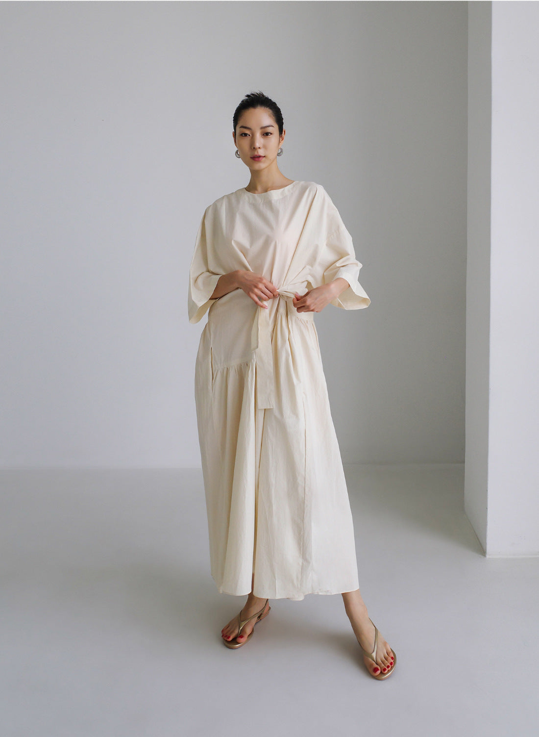 Urban Style Bow Lace-Up Midi Dress