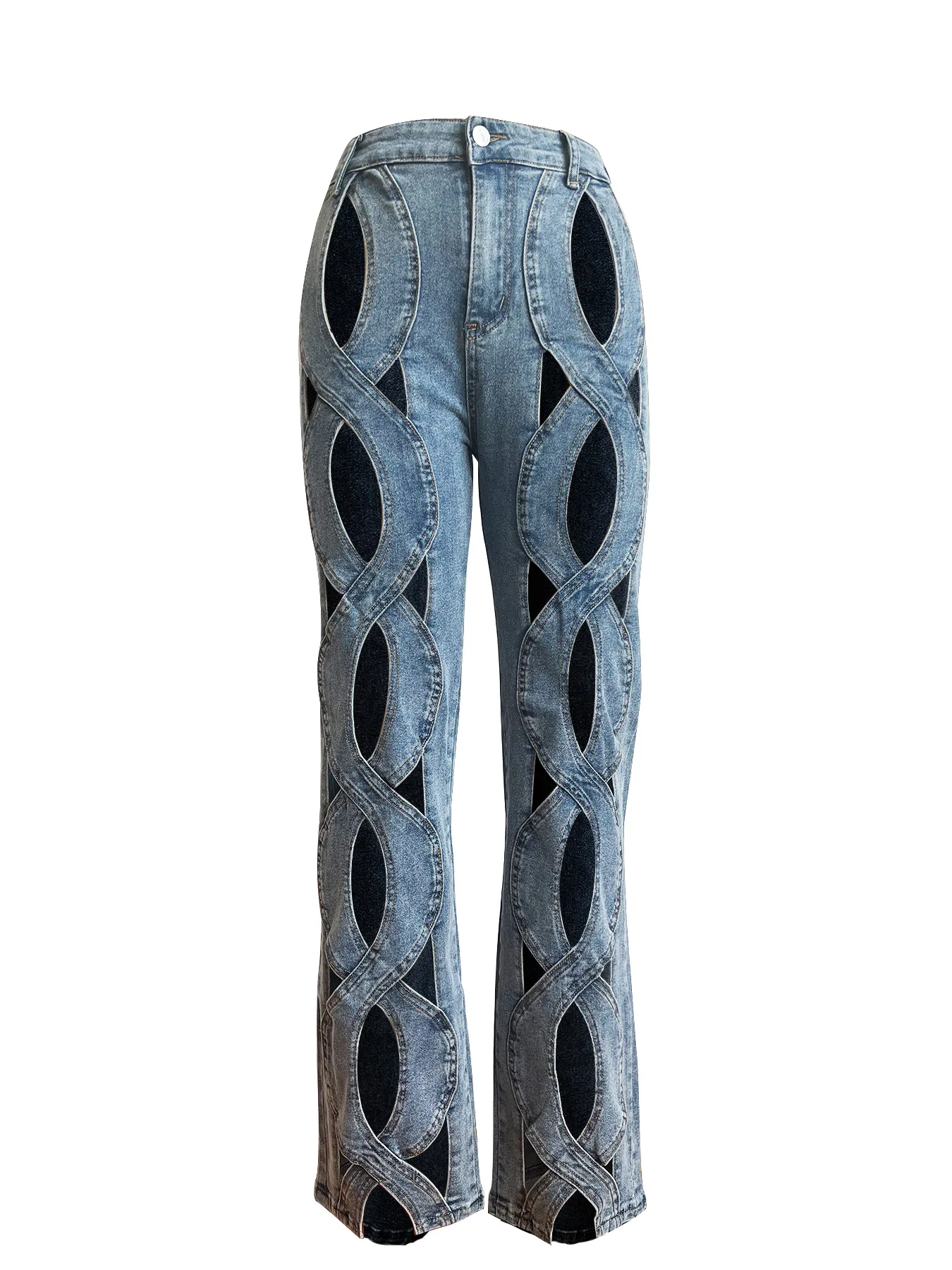 Women's Vintage Cut Hollow Open Front Criss Cross Straight Jeans (Buy 2 Free Shipping)