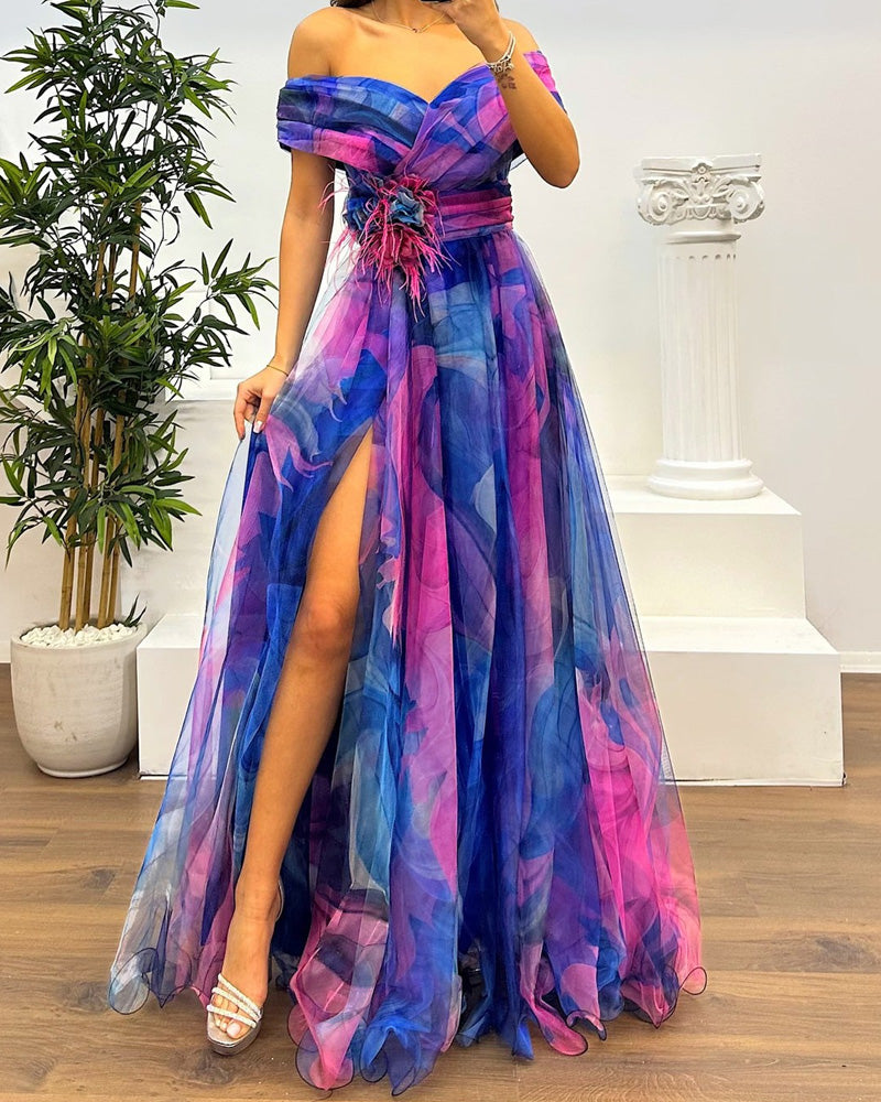 Fashion Gauze Printing Party Dress