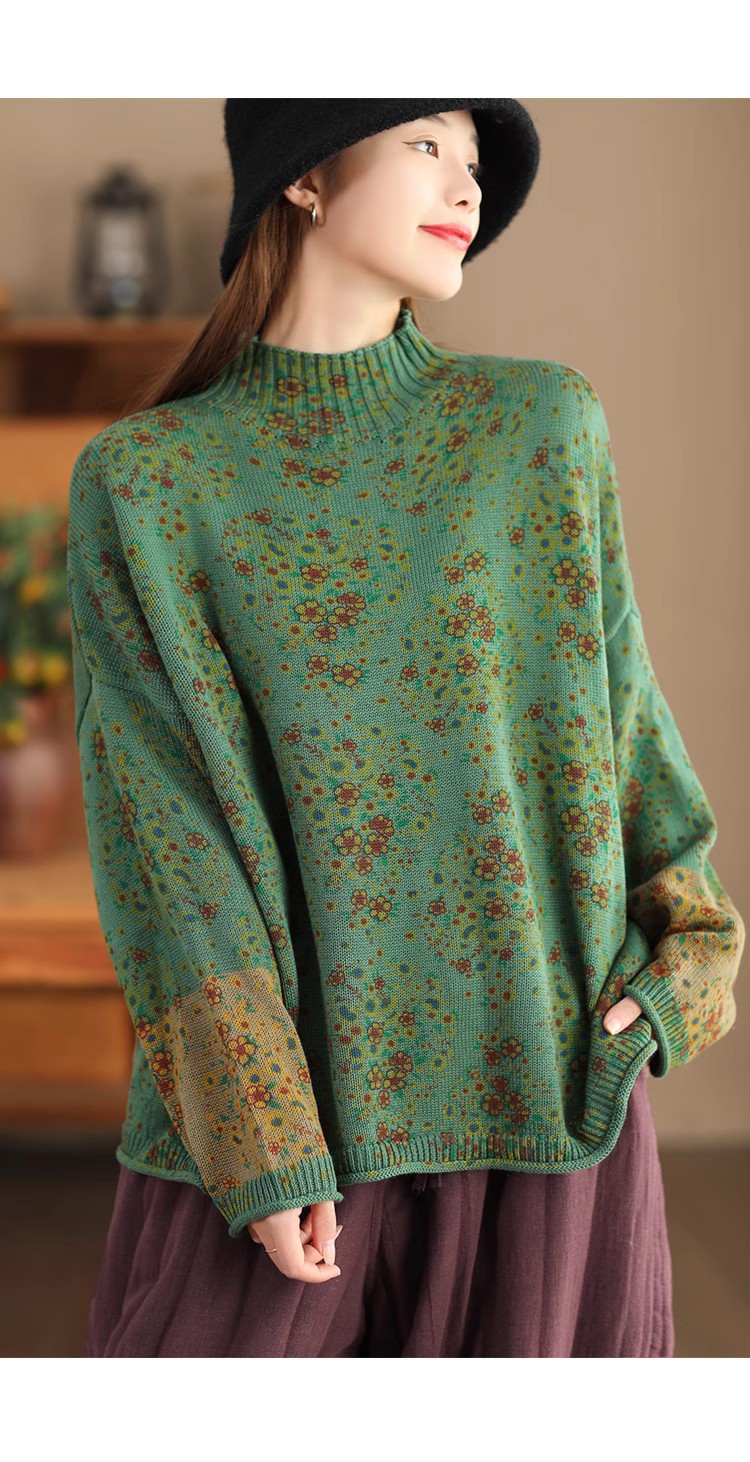 Vintage Cotton Thread Floral Knit Sweater