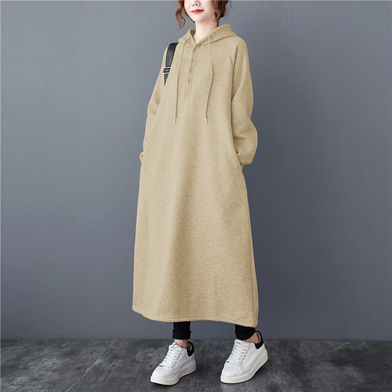 Casual Thickened Hooded Sweatshirt Dress