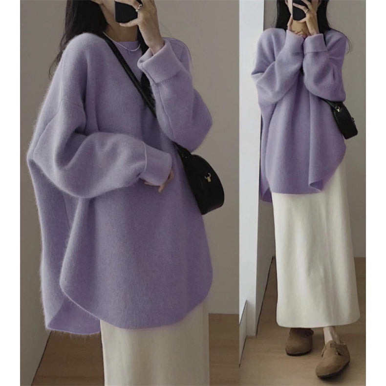 Casual Solid Color Knit Sweater