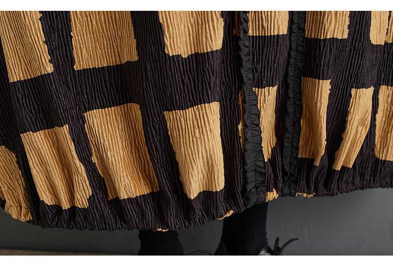 Vintage Plaid Long Sleeve Midi Dress