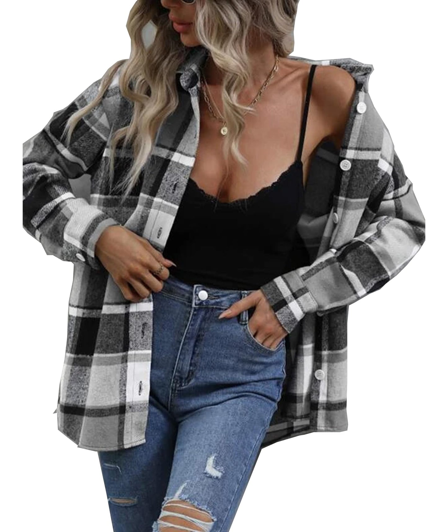 Flannel Shirts for Women Buffalo Plaid Shirts Oversized Long Sleeve