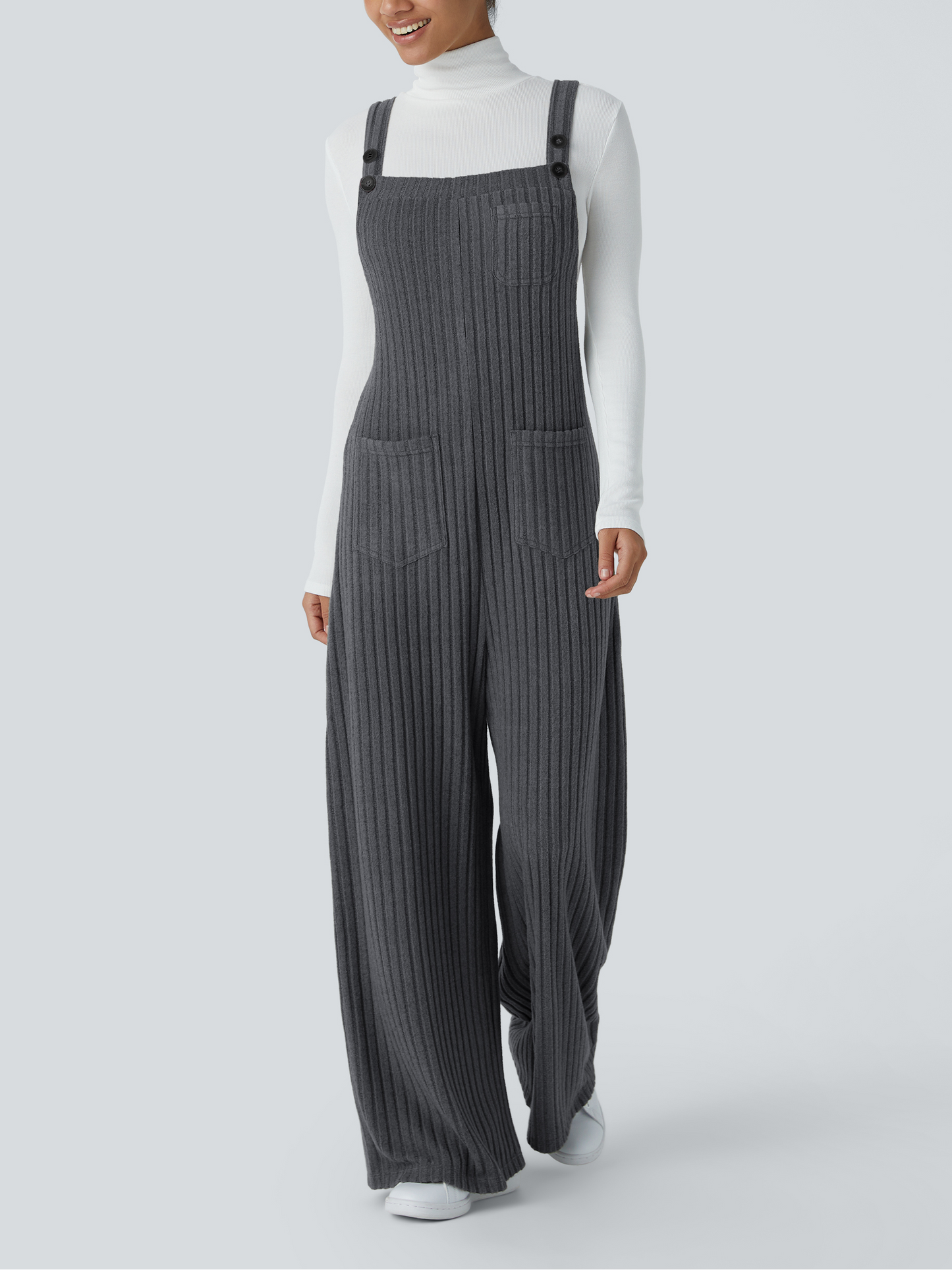 ✨Rib Knit Adjustable Straps Buttoned Multi-Pocket Overalls(Buy 2 Free Shipping)