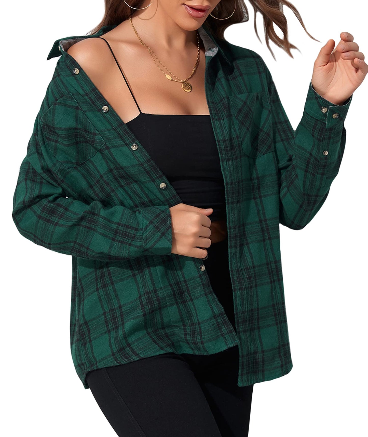 Flannel Shirts for Women Buffalo Plaid Shirts Oversized Long Sleeve