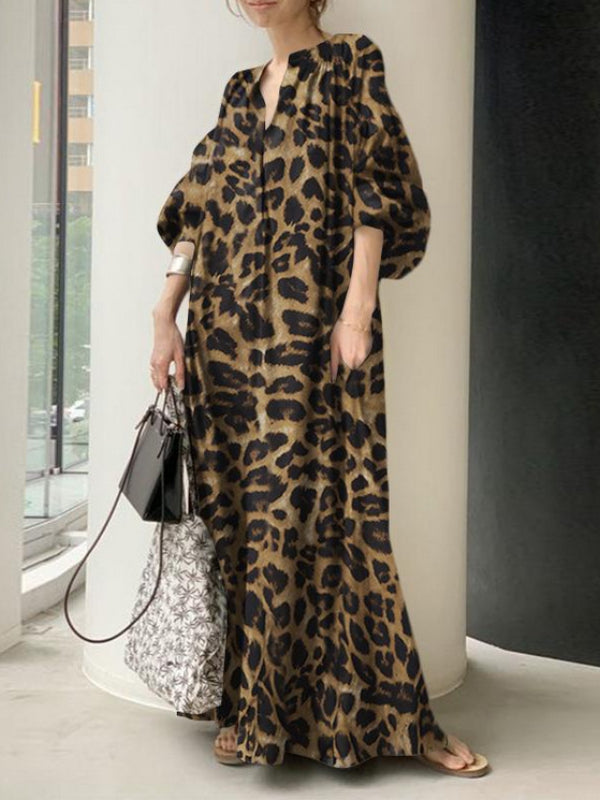 Loose Leopard Print Maxi Dress