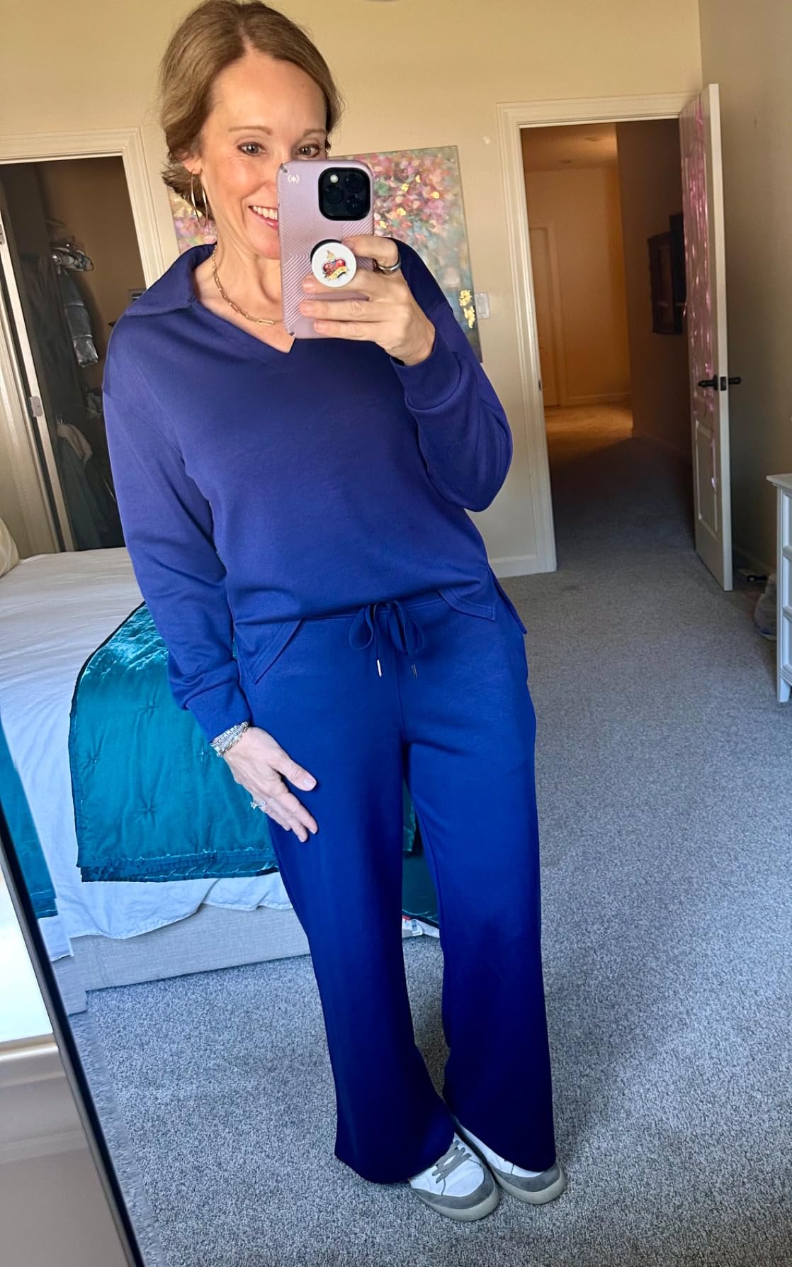 2025 Spring Women's Polo Shirt Long Sleeve and Wide Leg Pants Set (Buy 2 Free Shipping)