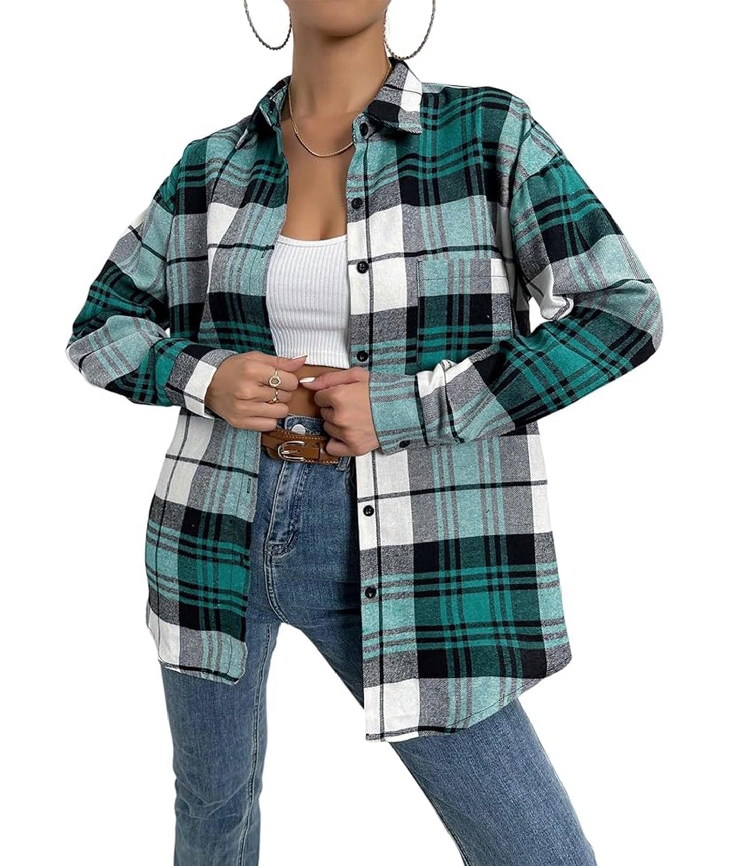 Flannel Shirts for Women Buffalo Plaid Shirts Oversized Long Sleeve