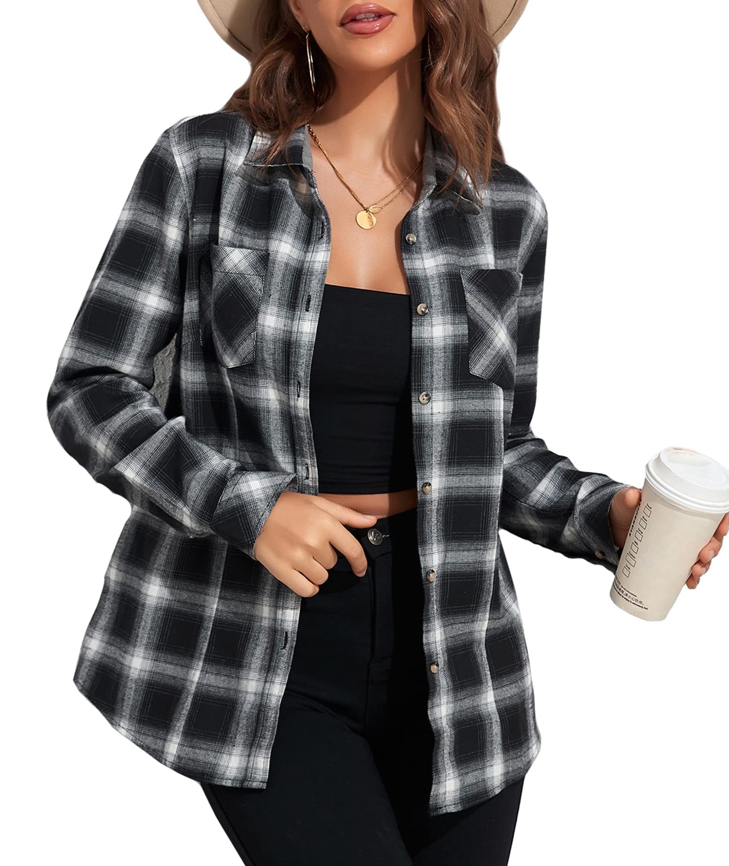 Flannel Shirts for Women Buffalo Plaid Shirts Oversized Long Sleeve