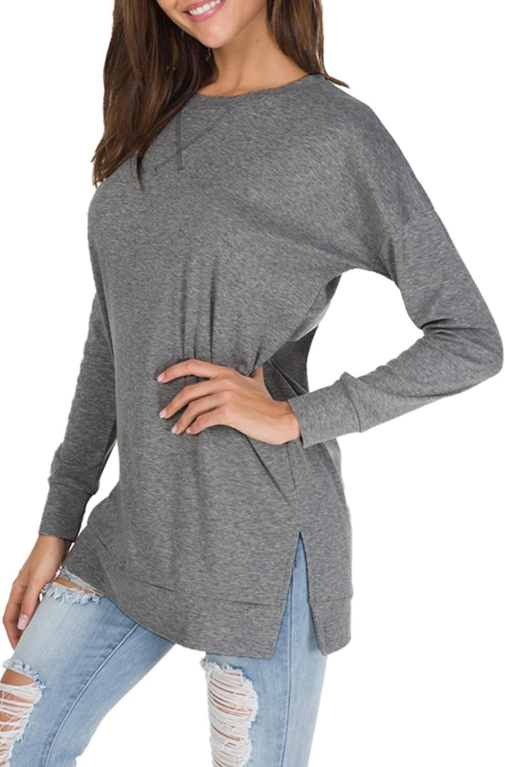 2025 Spring Women's Loose Long-Sleeved Shirt With Side Slits (Buy 3 Free Shipping)