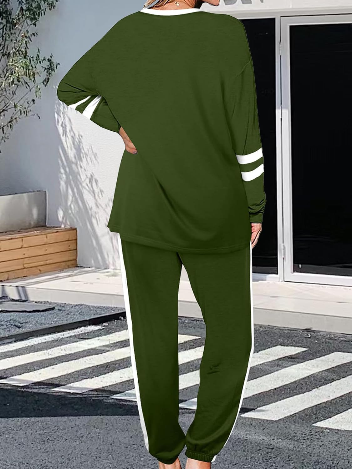 Women's Long-Striped Sweatshirt And High-Waist Drawstring Sweatpants Set (Buy 2 Free Shipping)