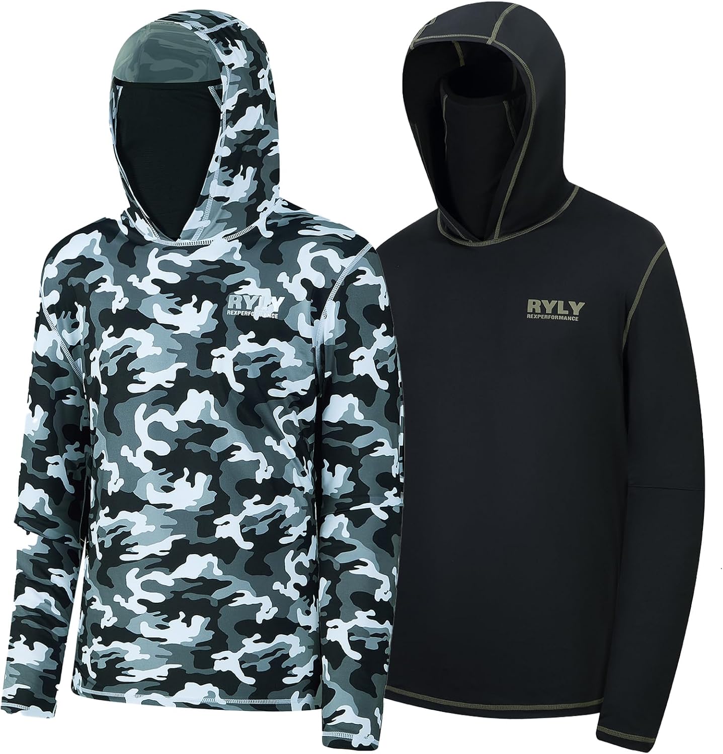 Fishing Shirts for Men,Long Sleeve Rash Guard Shirts Sun Protection Hoodie Athletic Running Hiking Shirt 1/2 Packs