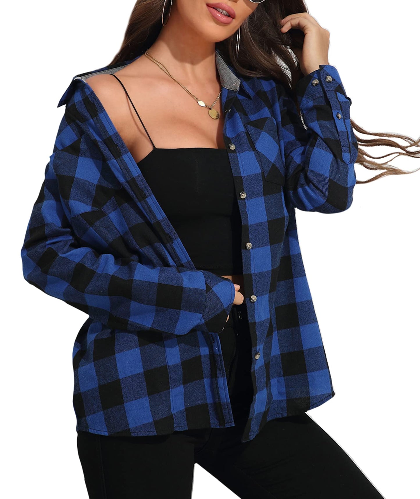 Flannel Shirts for Women Buffalo Plaid Shirts Oversized Long Sleeve