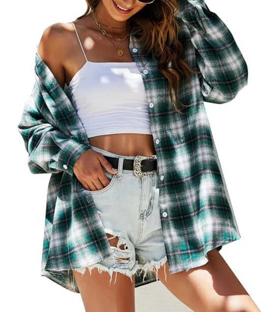 Flannel Shirts for Women Buffalo Plaid Shirts Oversized Long Sleeve