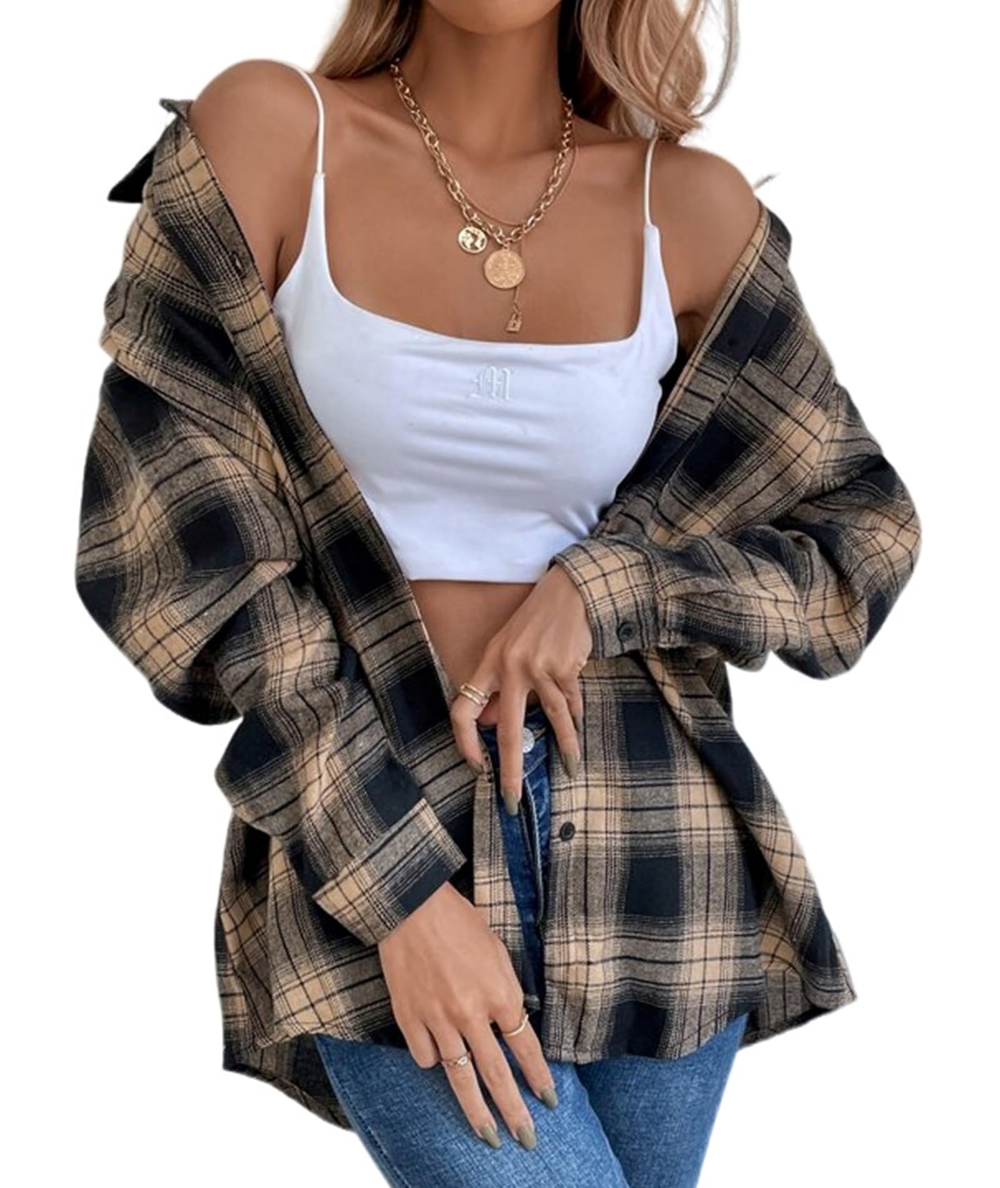 Flannel Shirts for Women Buffalo Plaid Shirts Oversized Long Sleeve