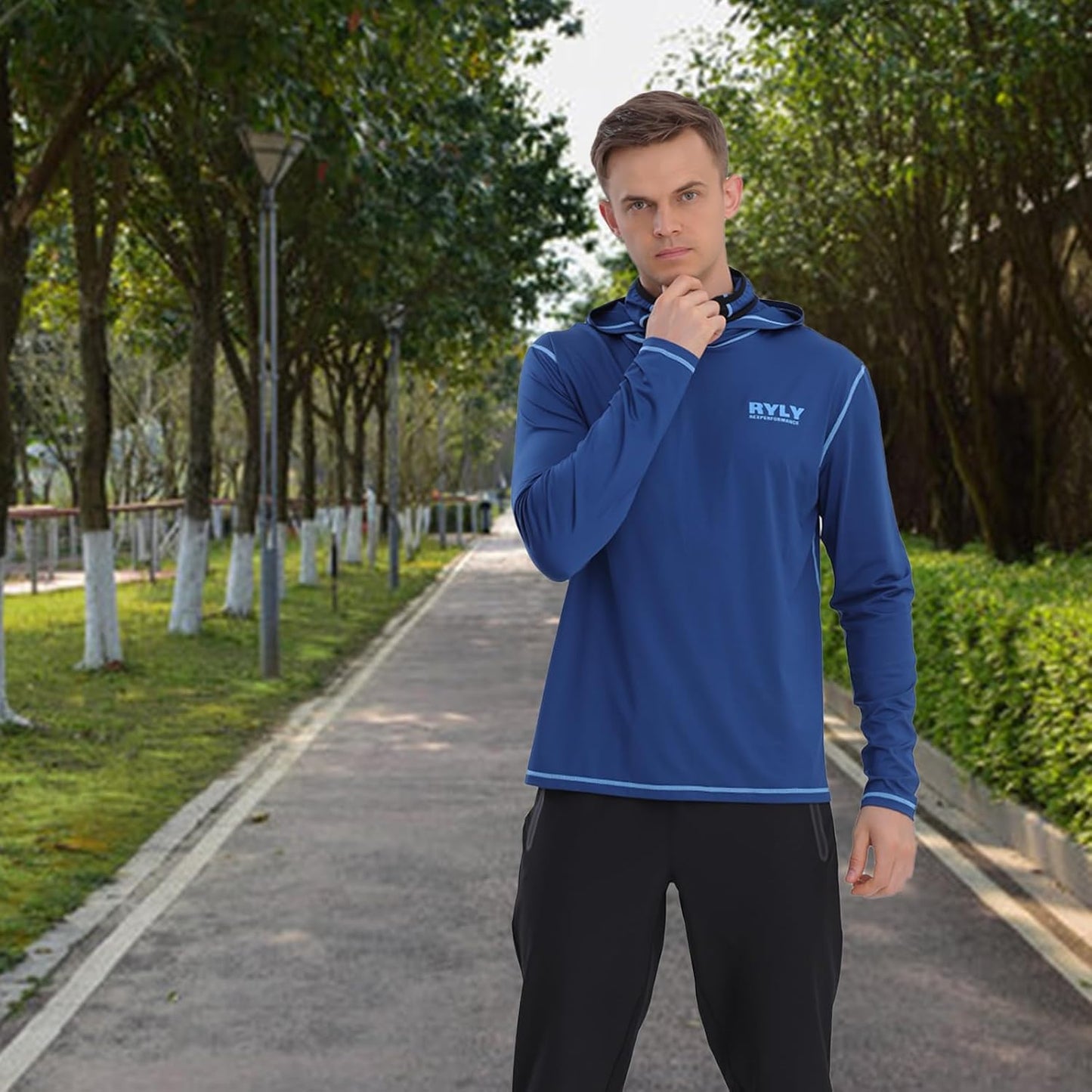 Fishing Shirts for Men,Long Sleeve Rash Guard Shirts Sun Protection Hoodie Athletic Running Hiking Shirt 1/2 Packs