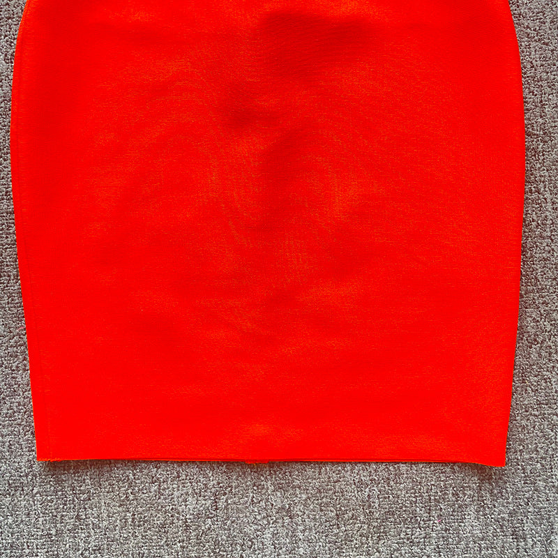 New French contrast color hot girl sexy cutout off-the-shoulder sling bandage one-piece dress