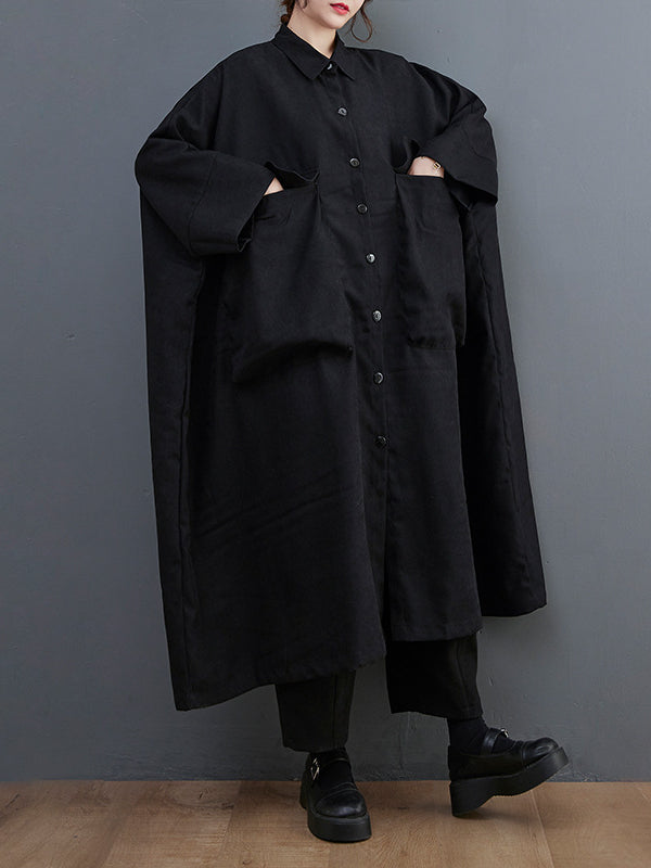 Literary Color Block Lapel Mid Dress