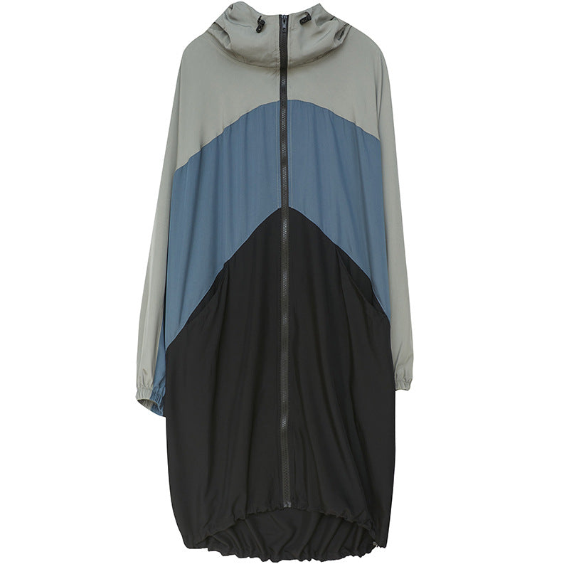 Casual Splicing Hooded Trench Coat