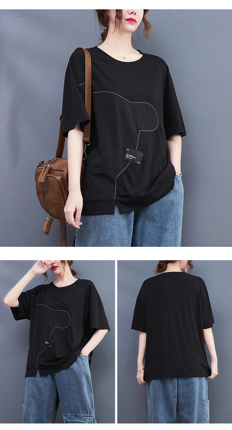 Casual Splicing Round Neck Short Sleeve T-shirt